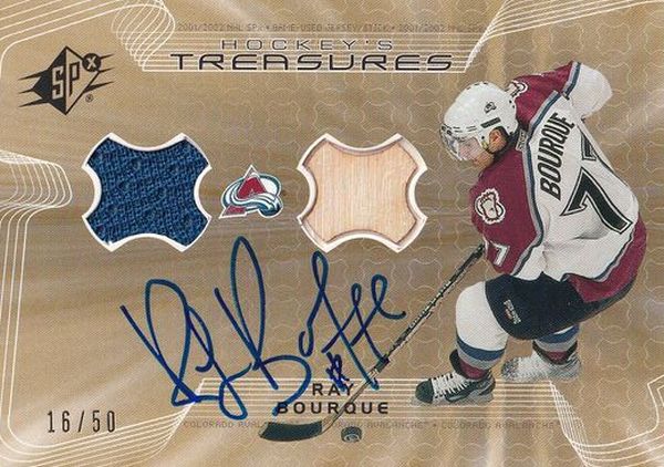 AUTO jersey stick karta RAY BOURQUE 01-02 SPx Hockey´s Treasures /50